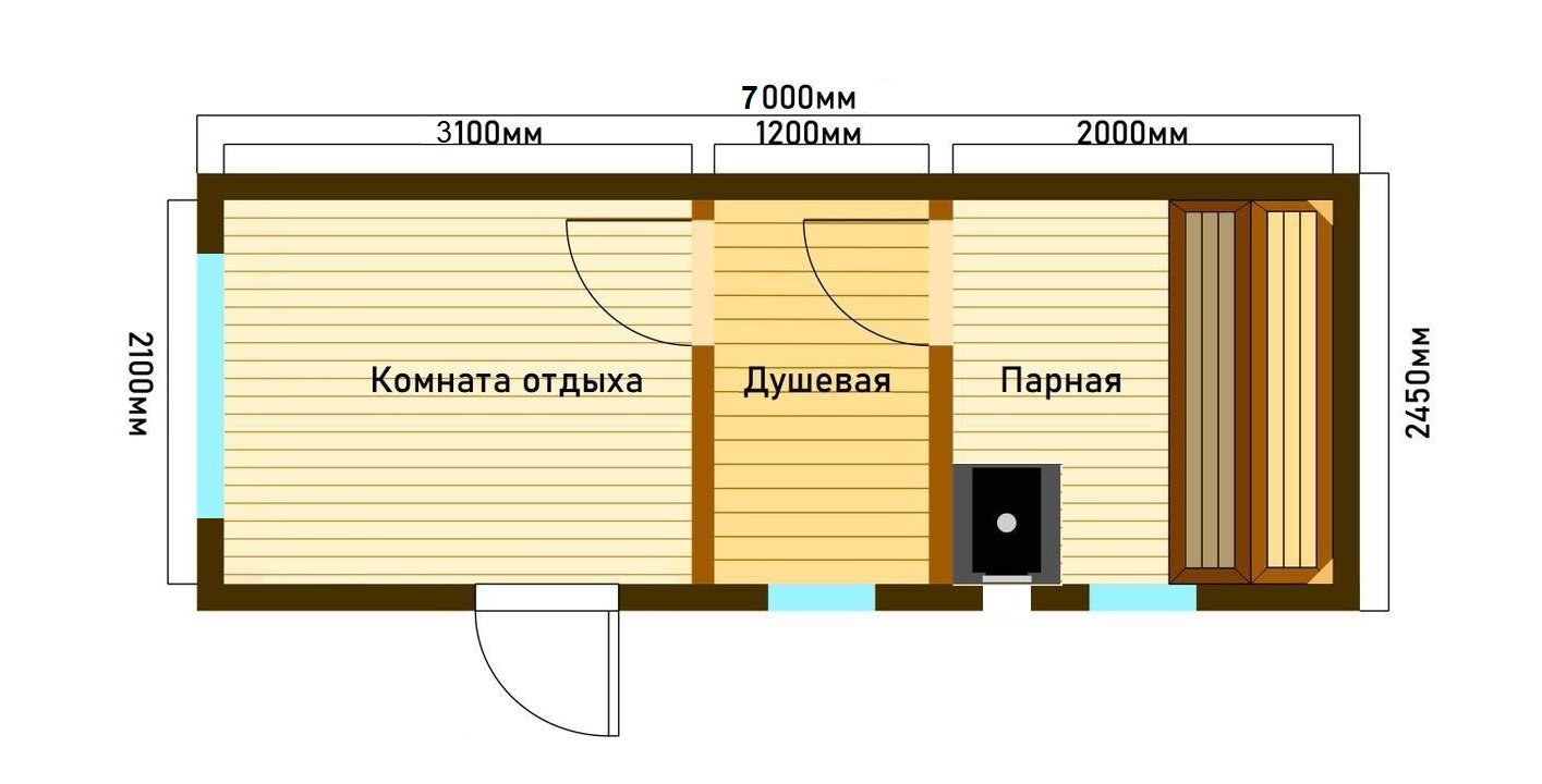 Мобильная каркасная баня 7х2.4м лофт Мобильная каркасная баня 7х2.4м лофт
