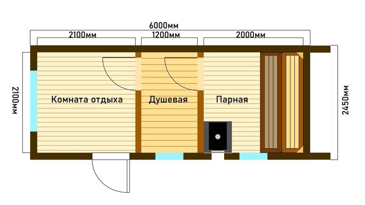 Мобильная баня 6.5х2.45м с дровенником Мобильная баня 6.5х2.45м с дровенником